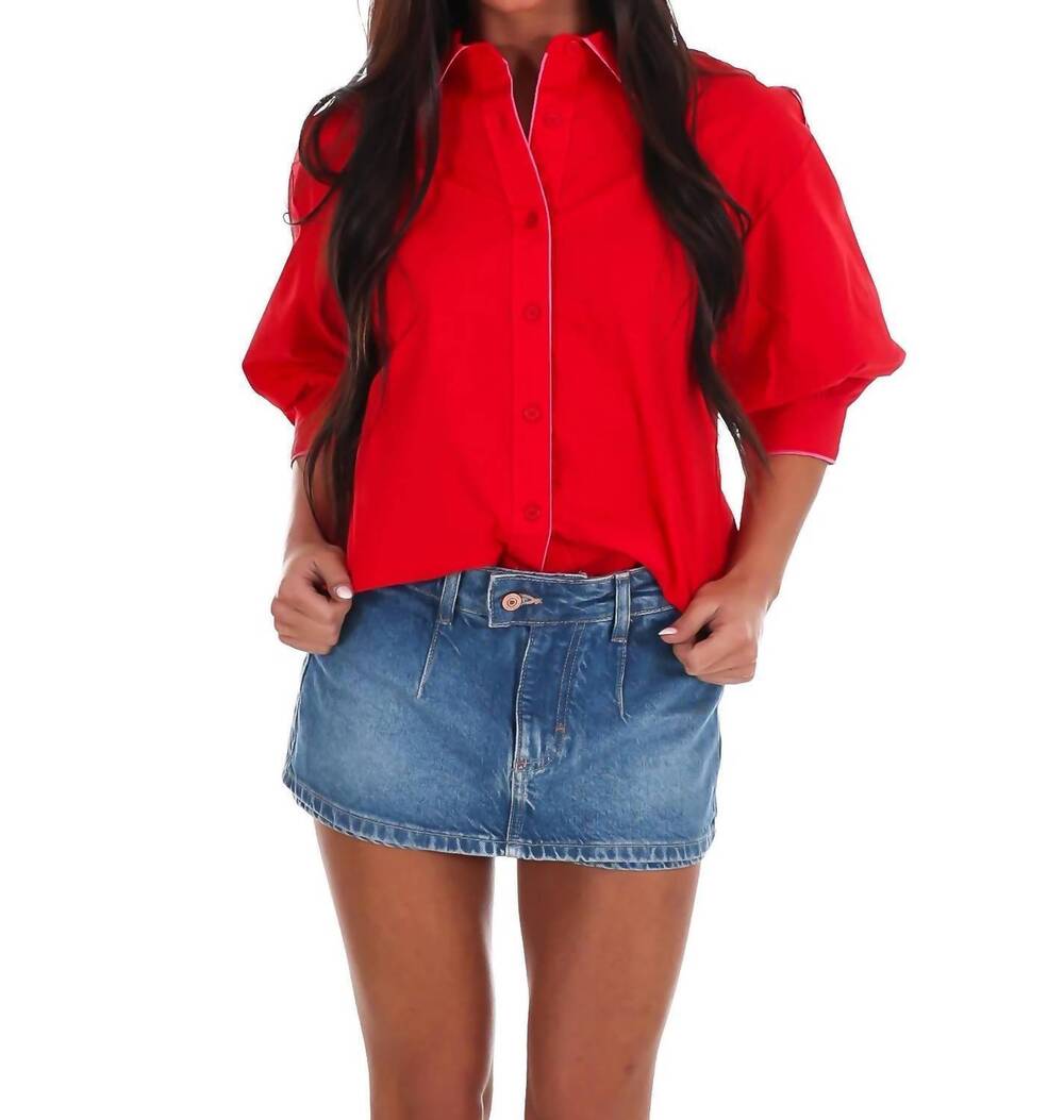 NEW DAY + MOON women's crush worthy button down top in red